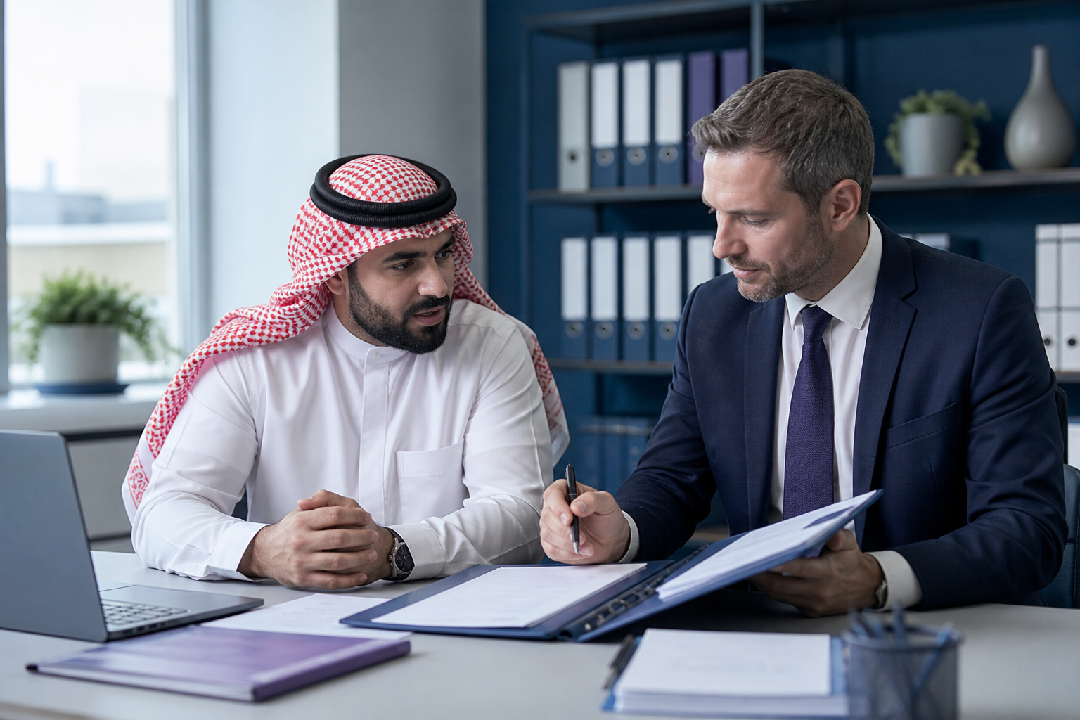 Arabischer Unternehmer bei einer professionellen Gründungsberatung in Deutschland